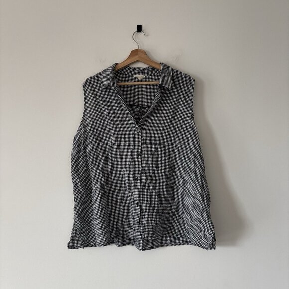 Eileen Fisher Organic Linen Gingham Skirt/top Set Women’s 1X cottage Ethical - Picture 10 of 16